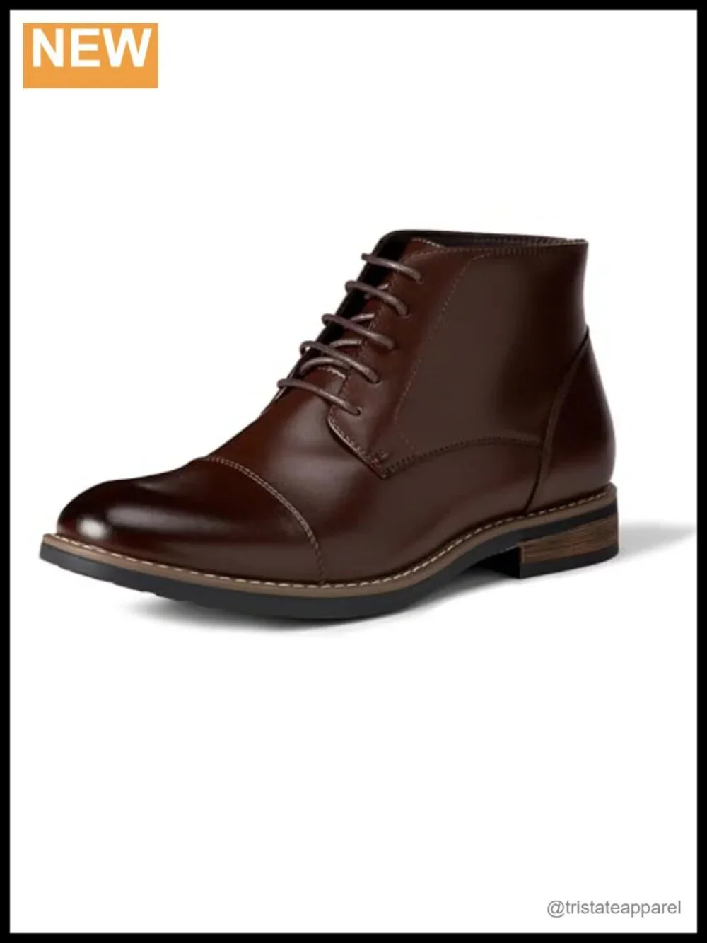 Men's Cap Toe Lace Up Ankle Dress Boots Faux Leather